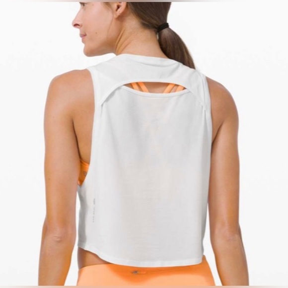 Lululemon White Cut Back Crop Tank *SeaWheeze Womens Size 4 - Picture 3 of 8